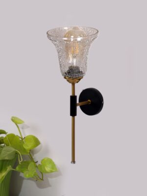 Ambika Home Metal wall mounted lamp with Transparent Crinkle Glass | Modern Wall Light for Living Room Bedroom Hallway Lobby Staircase | Decorative Indoor Wall Sconce