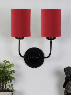 Ambika Home Dual Red cotton Wall mounted Lamp Iron Base Decorative Wall Lamp for Living Room, Bedroom & Hallway