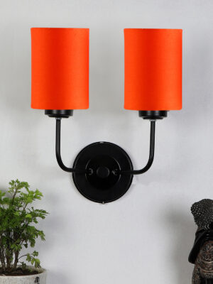 Ambika Home Dual Orange cotton Wall mounted Lamp Iron Base Decorative Wall Lamp for Living Room, Bedroom & Hallway