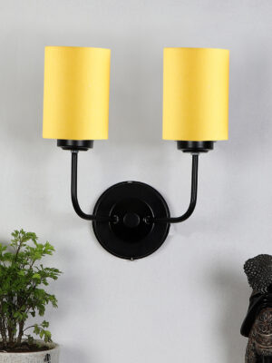 Ambika Home Dual Yellow cotton Wall mounted Lamp Iron Base Decorative Wall Lamp for Living Room, Bedroom & Hallway