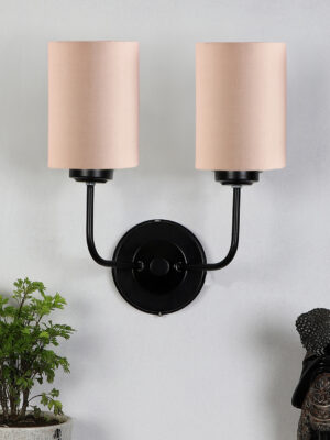 Ambika Home Dual Grey Cotton Wall Mounted Lamp Iron Base Decorative Wall Lamp for Living Room, Bedroom & Hallway