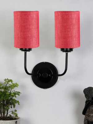 Ambika Home Dual Pink Jute Wall Mounted Lamp Iron Base Decorative Wall Lamp for Living Room, Bedroom & Hallway