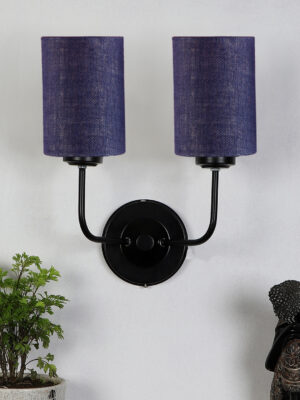 Ambika Home Dual Blue Jute Wall Mounted Lamp Iron Base Decorative Wall Lamp for Living Room, Bedroom & Hallway