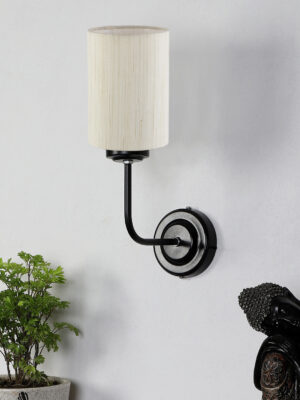 Ambika Home Off White Cotton Wall Mounted Lamp with Iron Base Decorative Wall Lamp for Living Room, Bedroom & Hallway