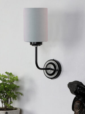 Ambika Home Grey cotton Wall mounted Lamp Iron Base Decorative Wall Lamp for Living Room, Bedroom & Hallway