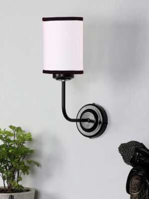 Ambika Home White & Black cotton Wall mounted Lamp Iron Base Decorative Wall Lamp for Living Room, Bedroom & Hallway