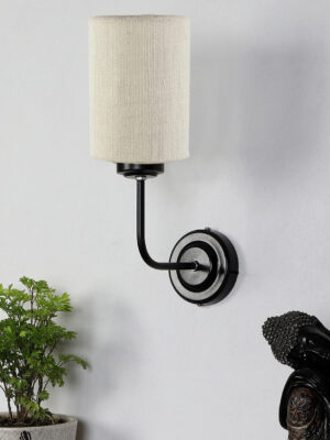 Ambika Home White Jute Wall Mounted Lamp Iron Base Decorative Wall Lamp for Living Room, Bedroom & Hallway
