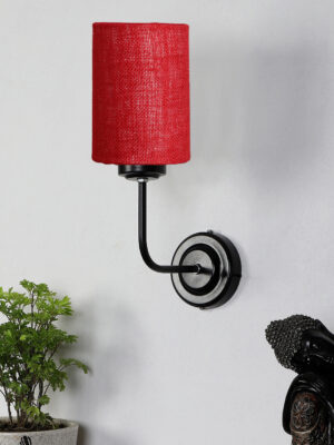 Ambika Home Maroon Jute Wall Mounted Lamp Iron Base Decorative Wall Lamp for Living Room, Bedroom & Hallway