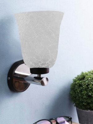Ambika Home Metal wall mounted lamp with White Milky Crinkle Glass | Modern Wall Light for Living Room Bedroom Hallway Lobby Staircase | Decorative Indoor Wall Sconce