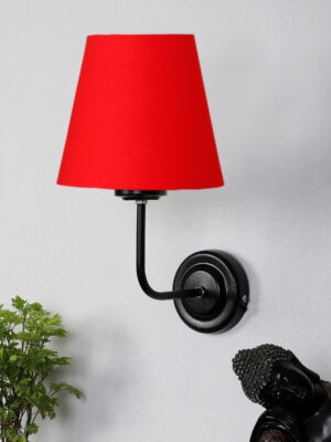 Ambika Home Red cotton Wall mounted Lamp Iron Base Decorative Wall Lamp for Living Room, Bedroom & Hallway