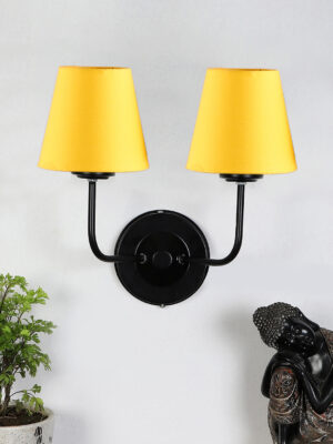Ambika Home Dual Yellow cotton Wall mounted Lamp Iron Base Decorative Wall Lamp for Living Room, Bedroom & Hallway