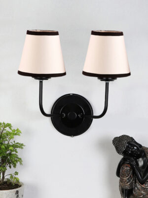 Ambika Home Dual White & Black cotton Wall mounted Lamp Iron Base Decorative Wall Lamp for Living Room, Bedroom & Hallway