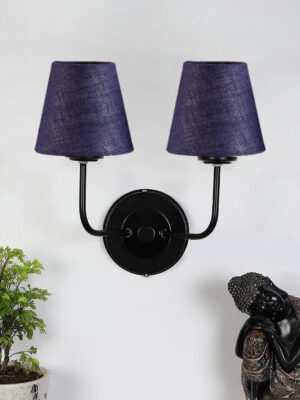Ambika Home Dual Blue Jute Wall Mounted Lamp Iron Base Decorative Wall Lamp for Living Room, Bedroom & Hallway