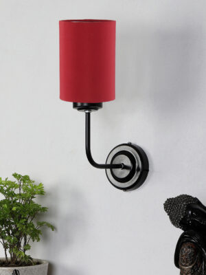 Ambika Home Red cotton Wall mounted Lamp Iron Base Decorative Wall Lamp for Living Room, Bedroom & Hallway